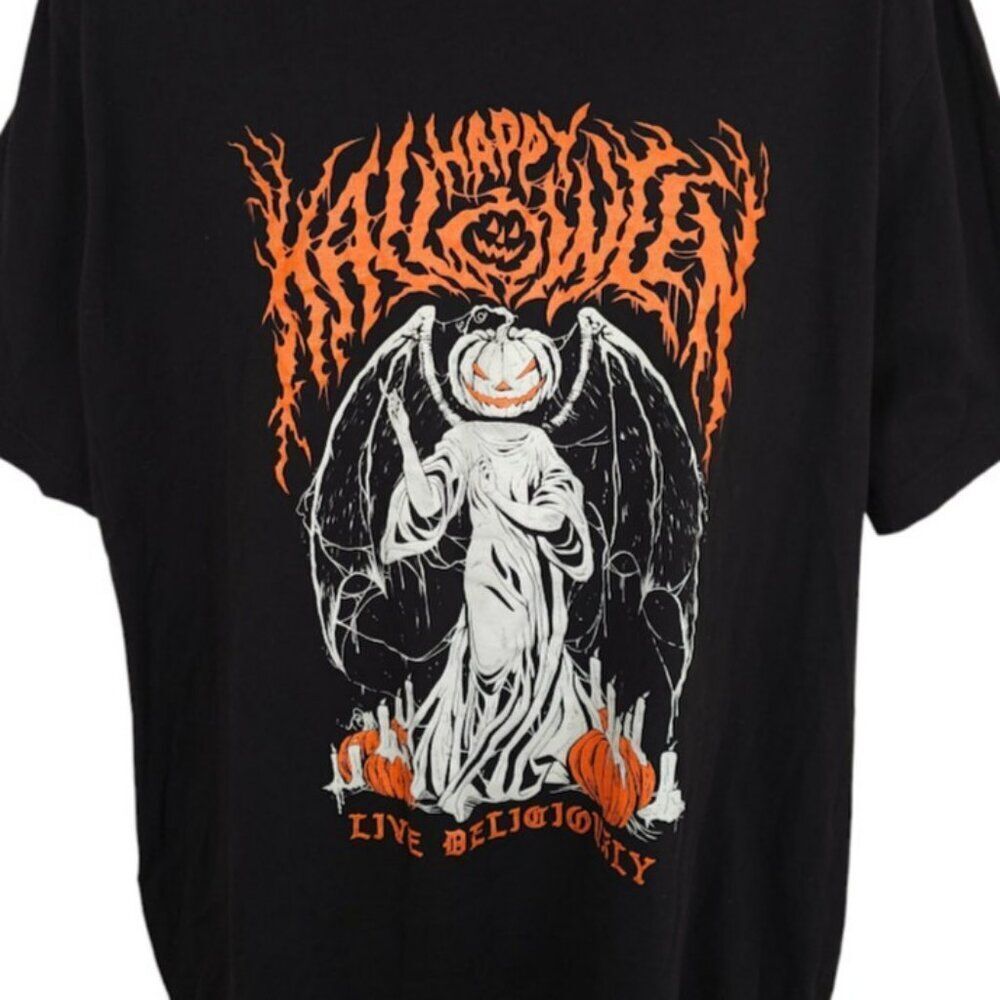 Happy Halloween T Shirt Mens Size 3XL Black Jack O Lantern Pumpkins
